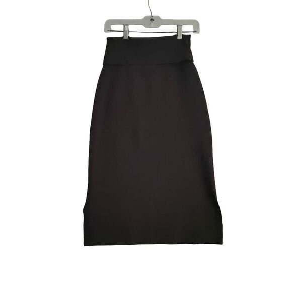 MM Lafleur Women's Extra Stretch Knit Gray Fold Over Side Slits Stright Skirt M - Picture 2 of 6